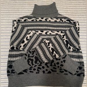 NWT John + Jenn Sweater Womens Medium Turtleneck Castlerock Fair Isle Nordic